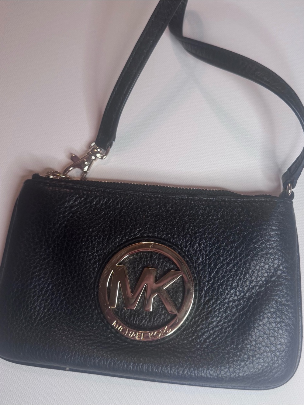 Michael Kors Black Real Pebbled Leather Wristlet